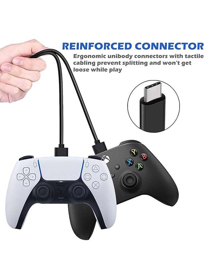 1.5m USB Type C Fast Charging Cable for PS5 Dualsense Controller, XBox Controller, Switch, Android Phones, Samsung Galaxy (Black)