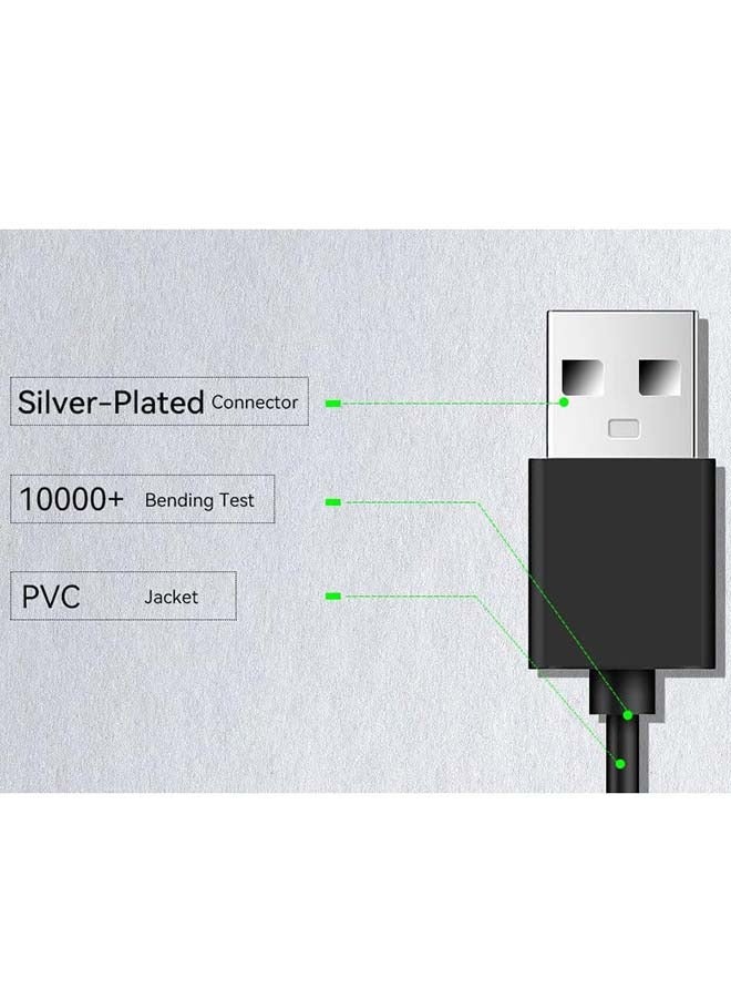 1.5m USB Type C Fast Charging Cable for PS5 Dualsense Controller, XBox Controller, Switch, Android Phones, Samsung Galaxy (Black)