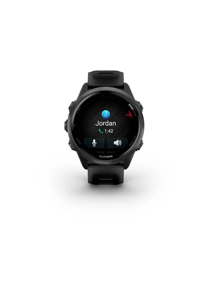 Forerunner 570 - 42MM - Slate Gray Aluminium with Translucent Black/ Black Band - Up to 10 Days of  Battery life  - 1.2" Amoled Display, Corning Gorilla Glass 3, Heart Rate Monitor, All day stress monitor, Advanced GPS features, Music on your Wrist, iOS and Android compatible Slate Grey