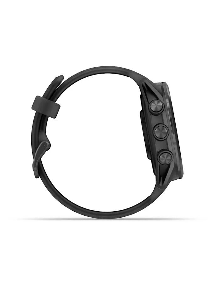 Forerunner 570 - 42MM - Slate Gray Aluminium with Translucent Black/ Black Band - Up to 10 Days of  Battery life  - 1.2" Amoled Display, Corning Gorilla Glass 3, Heart Rate Monitor, All day stress monitor, Advanced GPS features, Music on your Wrist, iOS and Android compatible Slate Grey