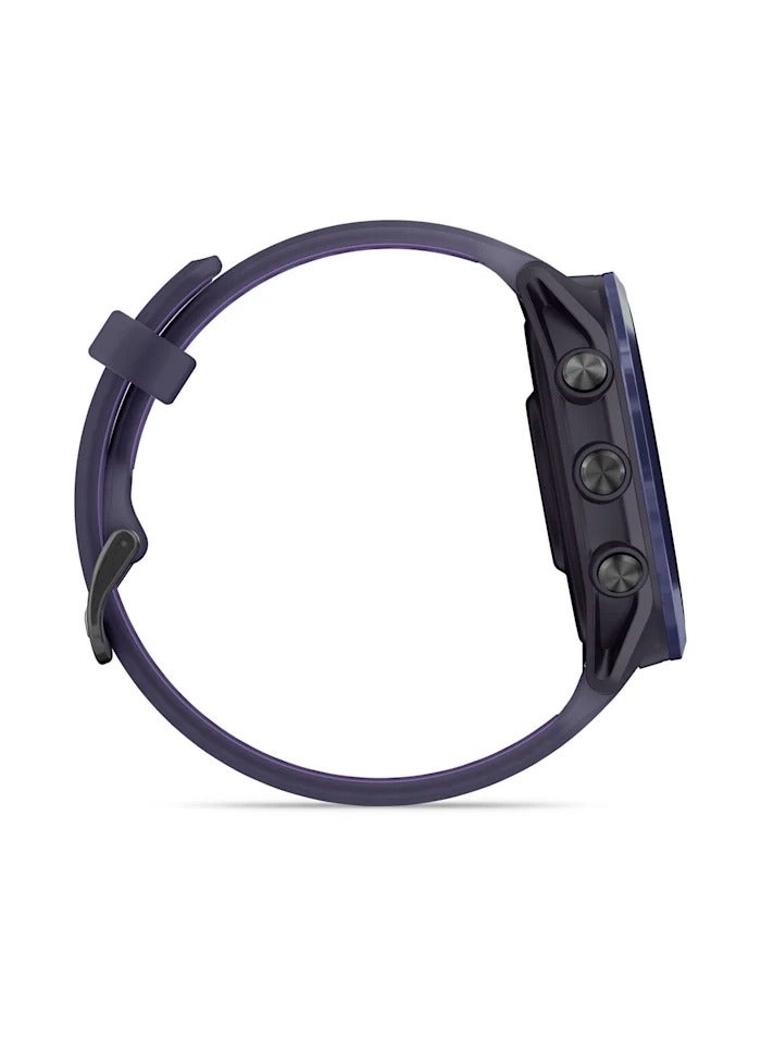 GARMIN Forerunner 570 - 47MM - Indigo Aluminium with Translucent Imperial Purple/Indigo Band - Up to 11 Days of  Battery life  - 1.4" Amoled Display, Corning Gorilla Glass 3, Heart Rate Monitor, All day stress monitor, Advanced GPS features, Music on your Wrist, iOS and Android compatible Indigo  - Image 4