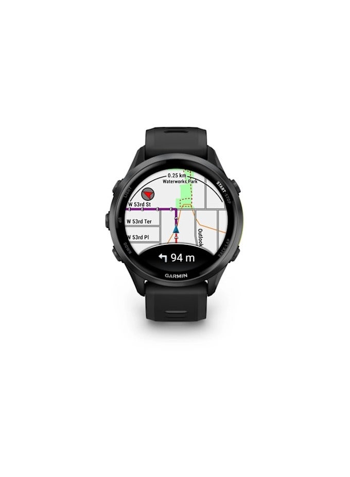 GARMIN Forerunner 970 - 47MM - Carbon Gray DLC Titanium with Black Case and Black/Translucent Whitestone Band - Up to 15 Days of  Battery life  - 1.4" Amoled Display, sapphire crystal, Heart Rate Monitor, All day stress monitor, Advanced GPS features, Super bright LED flashlight, iOS and Android compatible Carbon Grey  - Image 2