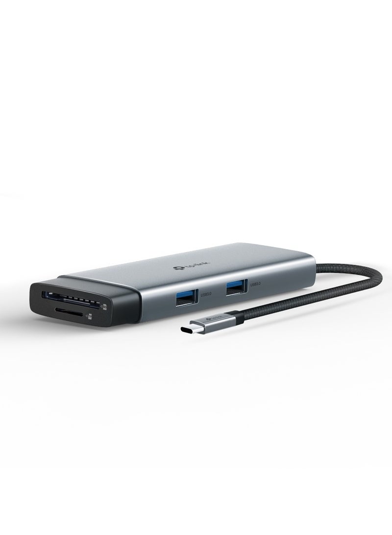 TP-LINK USB Type-C 7 in 1 Hub|4K Ultra HD Media Display|SD & microSD UHS-I | Powerful 100W Fast Charging|5 Gbps SuperSpeed Data Transfer | Plug & Play| Windows 11/10/8.1/8/7, Linux OS, iPadOS, iOS, Android Grey - Image 3