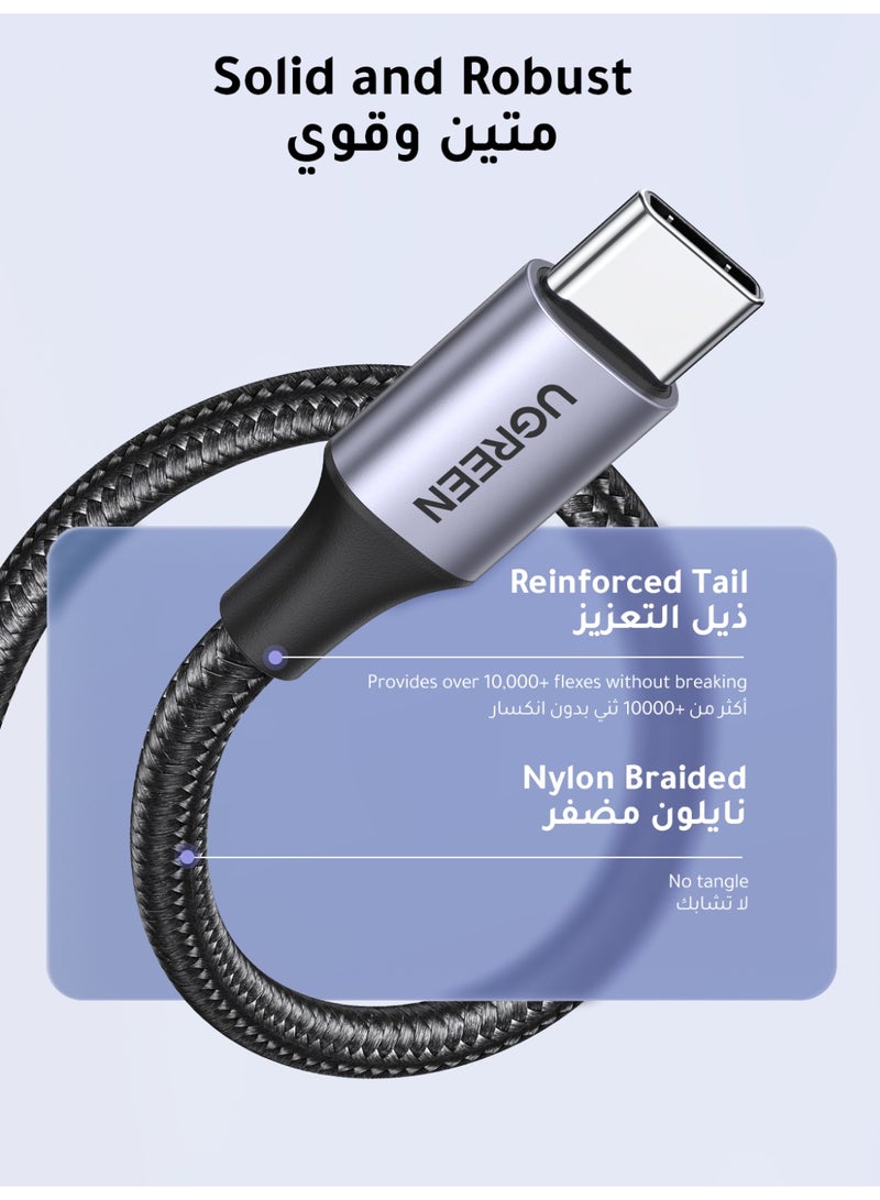 Ugreen Type C Cable 2 Pack USB A to USB C Cable 18W 2M Fast Charging  Premium Nylon Braided Durable High Quality Compatible For iPhone Series Samsung A series Xiaomi Oppo Vivo Earbuds Box Power Bank Black  - Image 4
