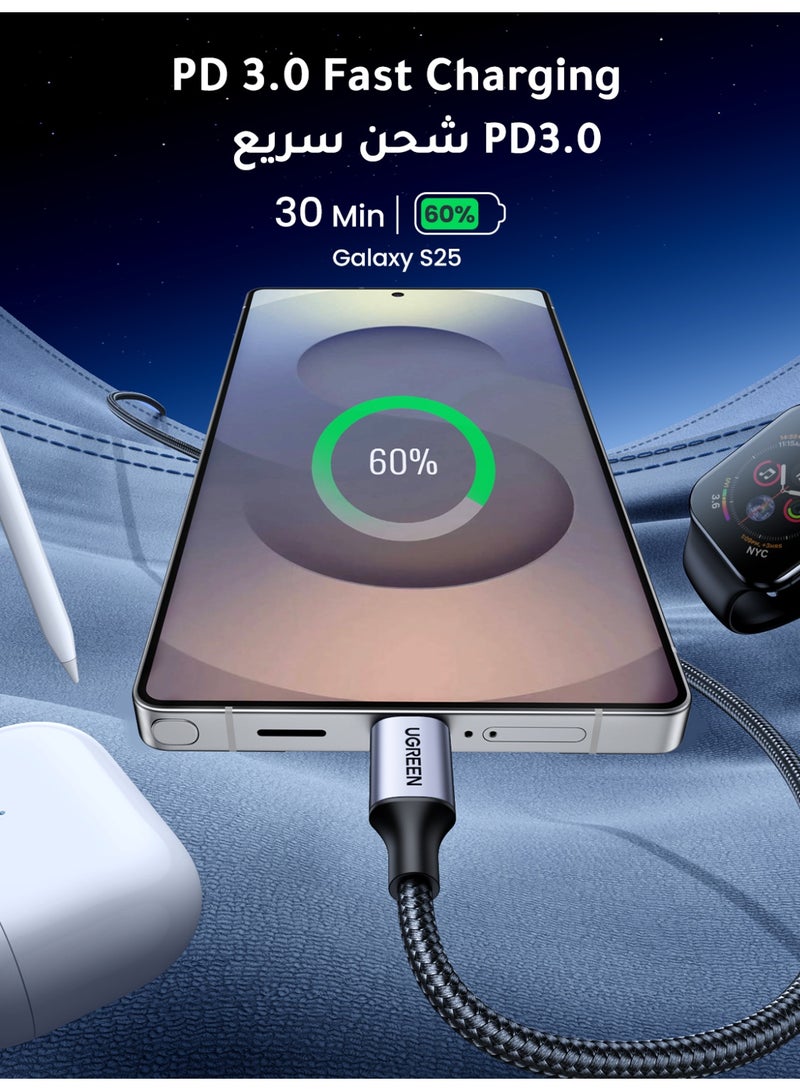 Ugreen 60W Type C Cable 2 Pack 1M Nylon Braided Type C to USB C Cable Compatible For iPhone 16 15 Pro Max iPad Pro Air mini 6 MacBook Pro Air Galaxy S25 S24 S23 Ultra Z Fold Xiaomi Huawei OPPO Vivo Black  - Image 5