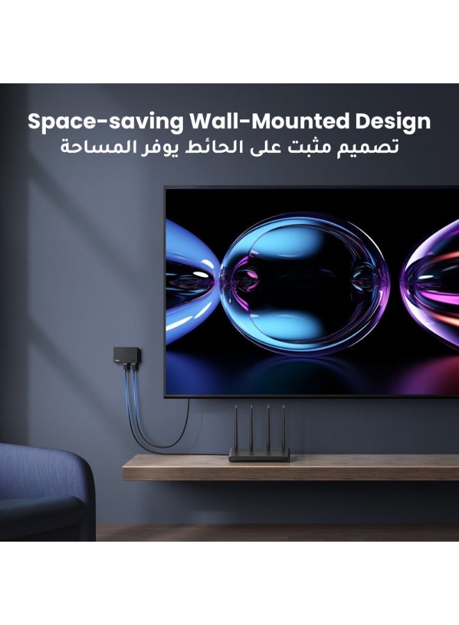 محول إيثرنت 1000Mbps، موزع إيثرنت بخمسة منافذ، نقل بيانات عالي السرعة، مشاركة أجهزة متعددة، متوافق مع أجهزة التوجيه والتلفزيون والكمبيوتر المنزلية/المكتبية، خاصية التوصيل والتشغيل، سطح الحائط