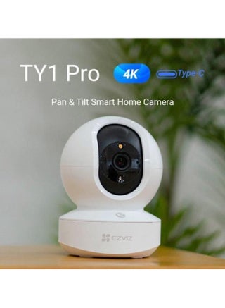 TY1 Pro 4K UHD Smart Wi-Fi Pan & Tilt Indoor Security Camera – AI Human Detection, Color Night Vision, 360° Auto Tracking, 2-Way Audio, Dual-Band Wi-Fi 6, H.265 Video Compression, Type-C Power, Supports 512GB microSD & Cloud Storage, Privacy Mode, Motion Alerts – Home Surveillance Camera - pnsku/N70186136V/45/_/1750340965/fe82e1cb-4032-4187-b7d1-bfd2f58a9dfd