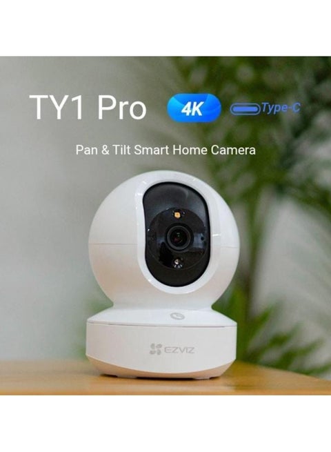 TY1 Pro 4K UHD Smart Wi-Fi Pan & Tilt Indoor Security Camera – AI Human Detection, Color Night Vision, 360° Auto Tracking, 2-Way Audio, Dual-Band Wi-Fi 6, H.265 Video Compression, Type-C Power, Supports 512GB microSD & Cloud Storage, Privacy Mode, Motion Alerts – Home Surveillance Camera