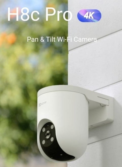 H8c Pro 4K Outdoor Pan & Tilt Wi-Fi Security Camera | 8MP Ultra HD 4K Video, 360° Rotation, AI Human & Vehicle Detection, Auto-Zoom Tracking, Color Night Vision, Two-Way Audio, Active Defense with Siren & Strobe Light, Weatherproof IP65, MicroSD up to 512GB, Alexa & Google Assistant Compatible