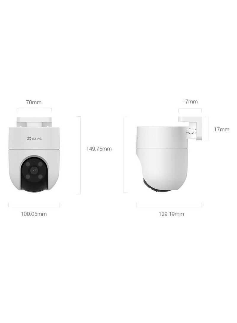 H8c Pro 4K Outdoor Pan & Tilt Wi-Fi Security Camera | 8MP Ultra HD 4K Video, 360° Rotation, AI Human & Vehicle Detection, Auto-Zoom Tracking, Color Night Vision, Two-Way Audio, Active Defense with Siren & Strobe Light, Weatherproof IP65, MicroSD up to 512GB, Alexa & Google Assistant Compatible