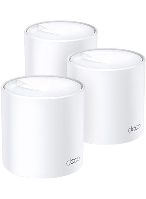 Deco X60 V3.20 Wi-Fi 6 Mesh WLAN Set(3 Pack), AX5400 Dualband Router &Repeater (Range up to 660 m², WPA3, Ideal for Large Homes, Compatible with Amazon Alexa, 6XGigabit Ports) White