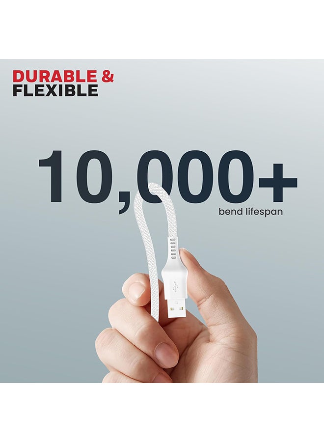 Honeywell USB A to Lightning, 4 Feet (1.2M), Nylon Braided Cable, MFI-certified, QC3.0, 2.4 A Max Output, Fast Charge And Sync Cable for iPhone, iPad, AirPods - White - Image 4