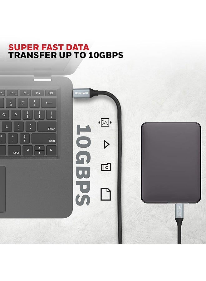 هوني ويل Type C to Type C USB 3.1 Cable, 4 Feet (1.2M), Max Output 5A 100W, QC 3.0, Fast Charge, Compatible with Apple Devices, Smartphones, Laptops, Power Banks, Tablets, Headphones, Speakers - Black - Image 2
