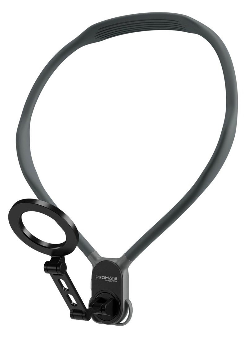 بروميت Promate Neck Phone Holder, 360° Flexible Neckband Phone Mount With Hands-Free Pov/Vlog & Selfies, Magsafe-Compatibility, Enhanced Stability, Extra Belt &Lanyard, Ergonomic Design, N52 Magnets, Magview Black - Image 1