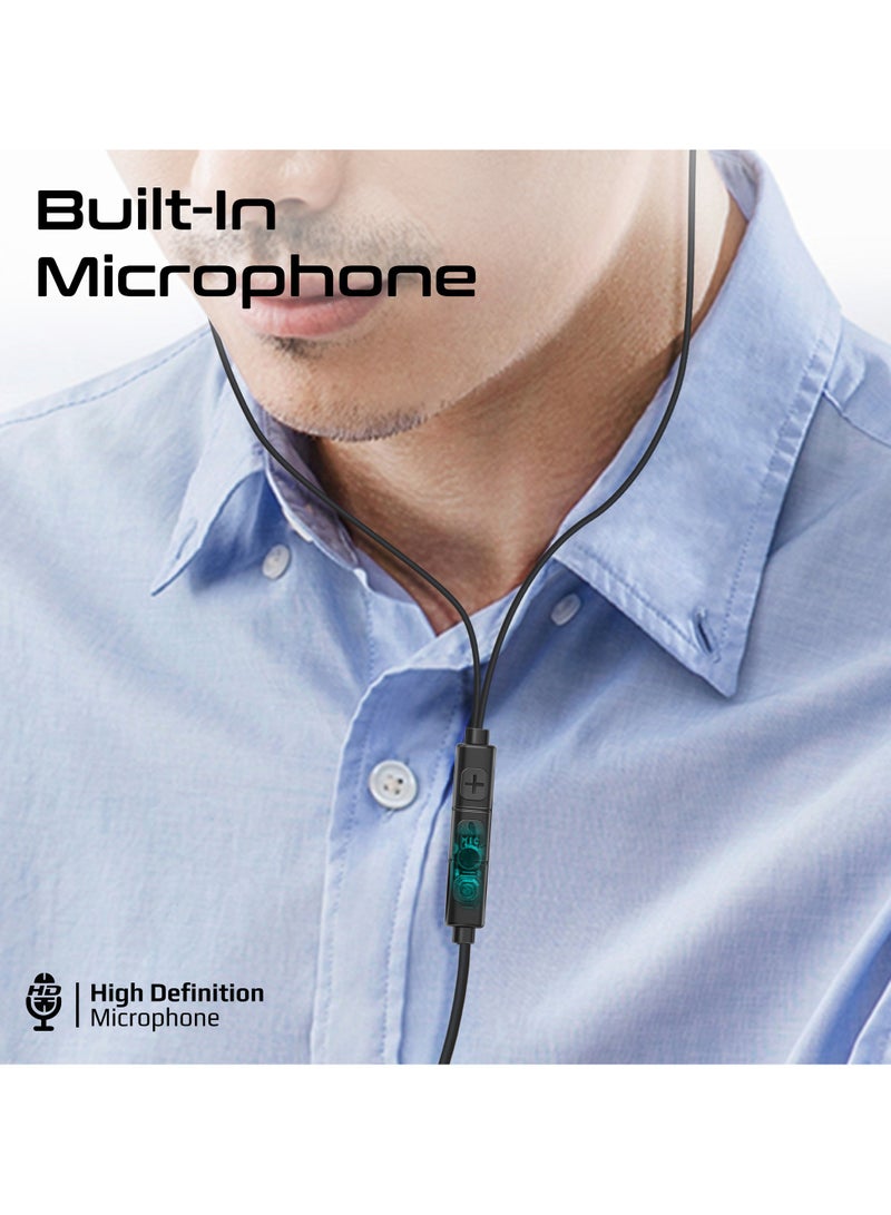 Promate High-Fidelity USB-C Earphones with ENC Mic, Inline Controls, Durable Metal Housing for Crystal-Clear Calls, 1.2m TPE Cable and Universal Compatibility, Silken-ENC Black Black - Image 4