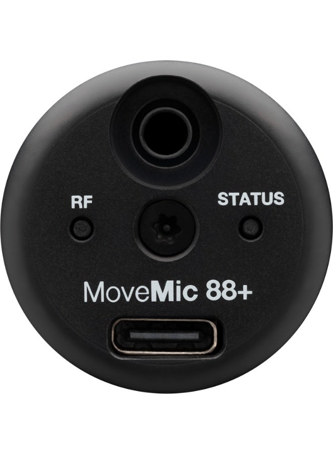 MoveMic 88+ Wireless Microphone - Professional Audio Recorder for Film/Field Recording Interviews, Stereo Mic 4 Polar Patterns | Compatible with iOS/Android via Motiv App MV88+W-Z6 black