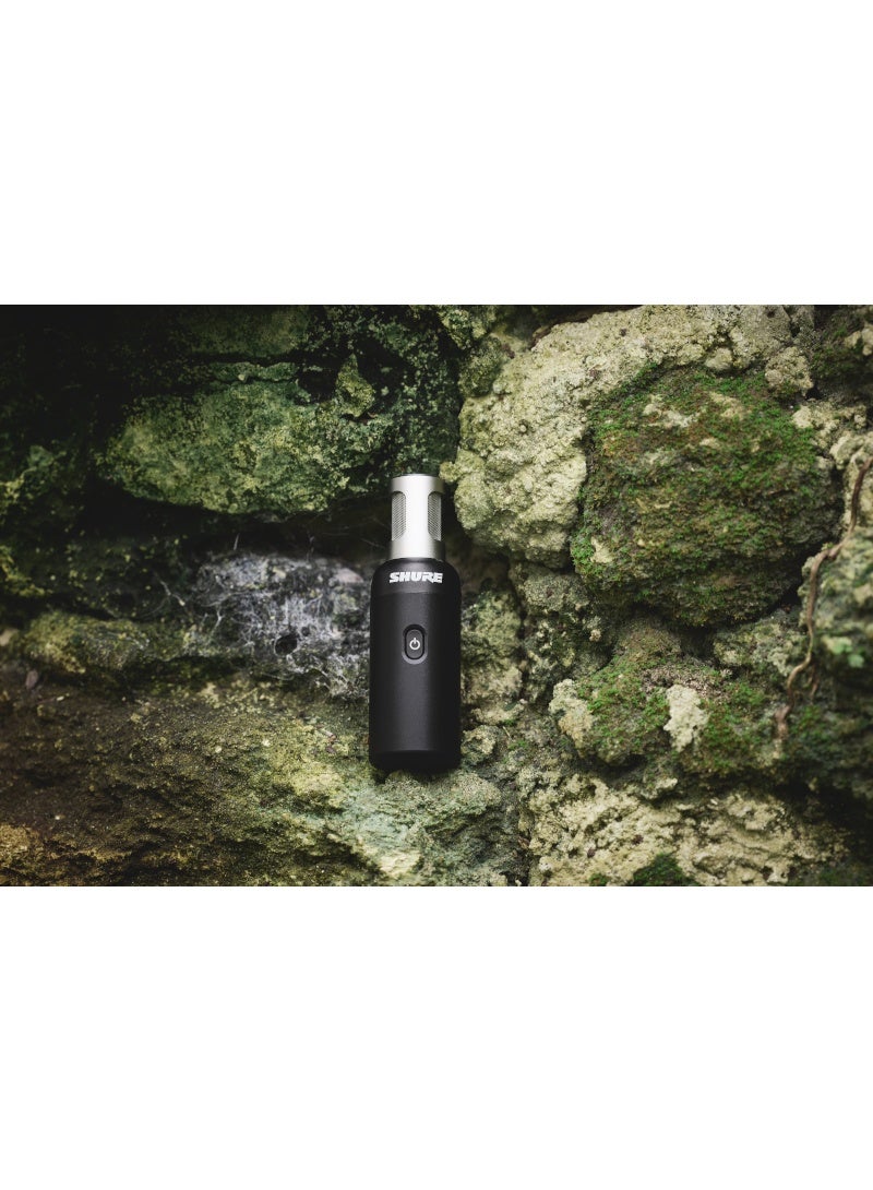 MoveMic 88+ Wireless Microphone - Professional Audio Recorder for Film/Field Recording Interviews, Stereo Mic 4 Polar Patterns | Compatible with iOS/Android via Motiv App MV88+W-Z6 black