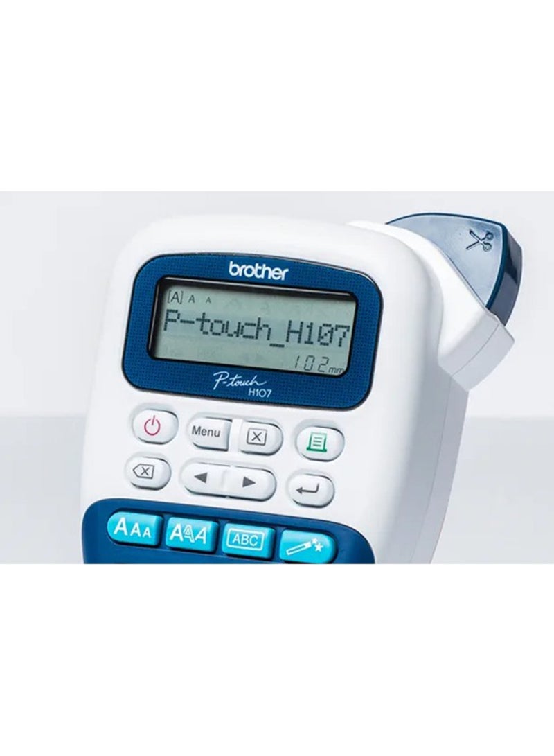 brother PT-H107B Portable Labeller for Home and Office up to 12mm, Printing Speed up to 20mm/sec, Blue and White white / blue  - Image 5
