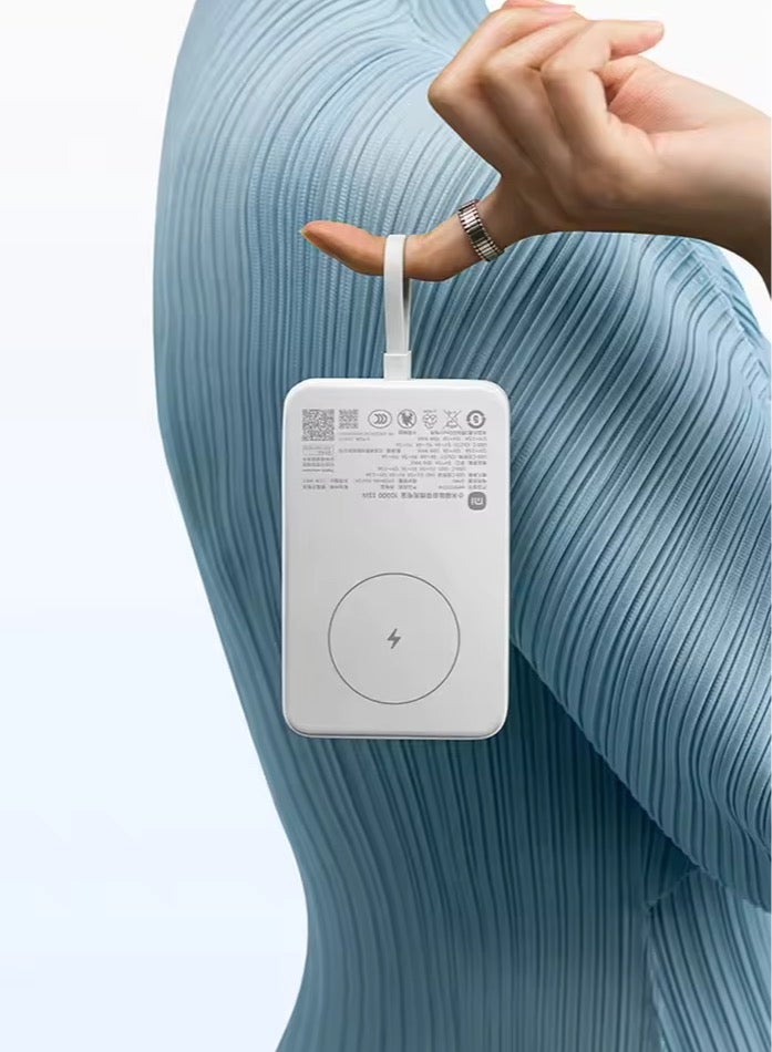 Xiaomi 10000 mAh Xiaomi Magnetic Wireless Power Bank 10000 Built-in Cable 33W USB-C 7.5W Qi Wireless Charging for iPhone 16 15 Xiaomi 15 14 - White White - Image 3