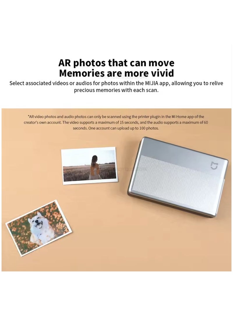 Xiaomi Mijia Pocket Photo Printer 1S AR Photo Printing Multiple Colors Pocket Portable Lightweight Portable Shared Printing Silver - Image 4