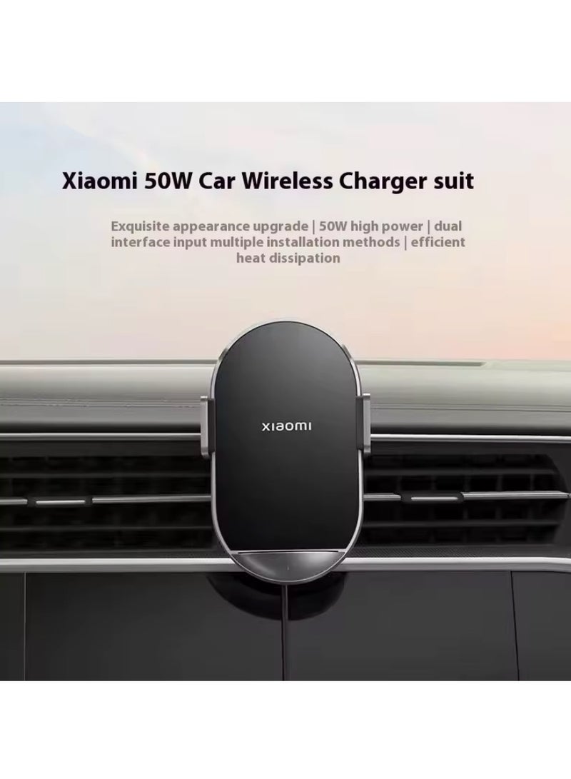 Xiaomi New Mi 50W Max Car Wireless Charger Set DC-jack/Type-C Dual Input Independent Air Cooling Black - Image 2