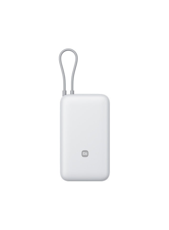 20000 mAh XIAOMI 20000mAh 22.5W Power Bank with Built-in USB-C Cable, 3-Port Fast Charging, Dual Input/Output, for iPhone 15 16 Pro Max - White White
