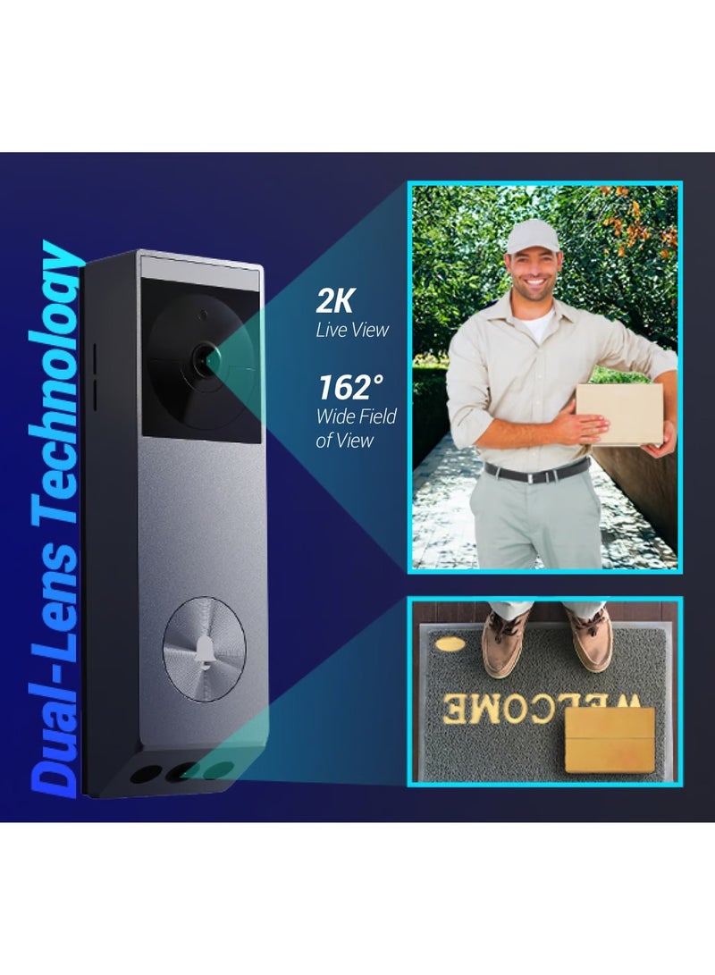 EZVIZ Battery-Powered Video Doorbell Kit with 2K & 1080p Double Camera, Wireless Doorbell with Solar Panel and Chime, Person Detection, Package Detection, Two-Way Audio and Colour Night Vision, 32GB eMMC Memory, EP3x Pro Kit  - Image 4