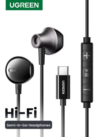 USB C Earphones Semi-in ear Wired Headphones with Volume Control, Type-C Earbuds Noise-cancelling Microphone 14.2mm Driver, for iPhone 16 Series, Galaxy S24/S23/S22 Series, iPad Pro, iPad Air black - pnsku/N70186329V/45/_/1750413259/041d26a1-6648-431d-a311-14c9937681e8