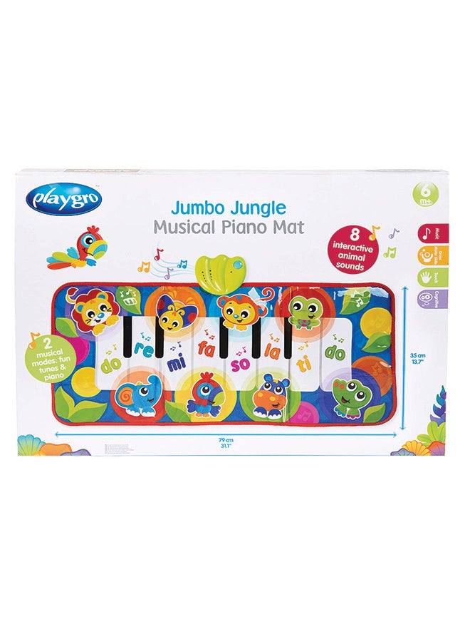 playgro Jumbo Jungle Musical Piano Mat – Engaging Baby Toy For Development And Sensory Play, 6+ Months 79x35cm  - Image 1