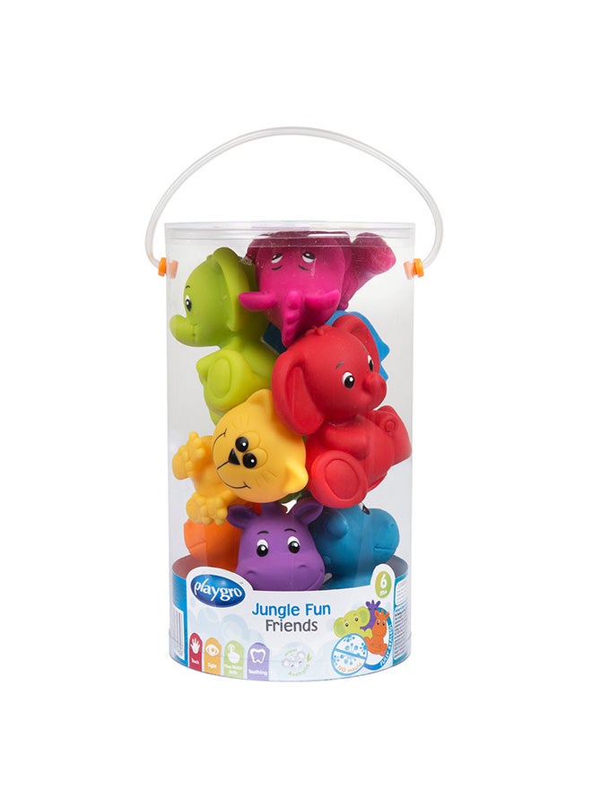 playgro Jungle Fun Friends - Interactive Rattle, Textured Surfaces, Sound and Touch Play, From 3 Months, Unisex, Colorful Assortment  - Image 1