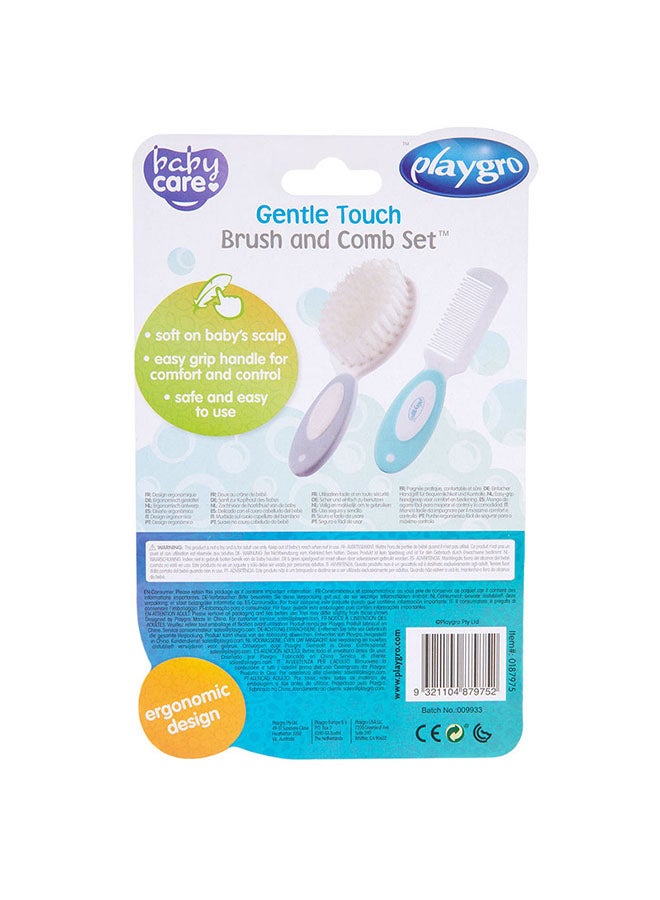 playgro Gentle Brush & Comb Set for Babies, Soft Bristles, Easy Grip, Pain-Free Grooming, Hygienic Care, From Birth, Unisex, Pastel Colors  - Image 2