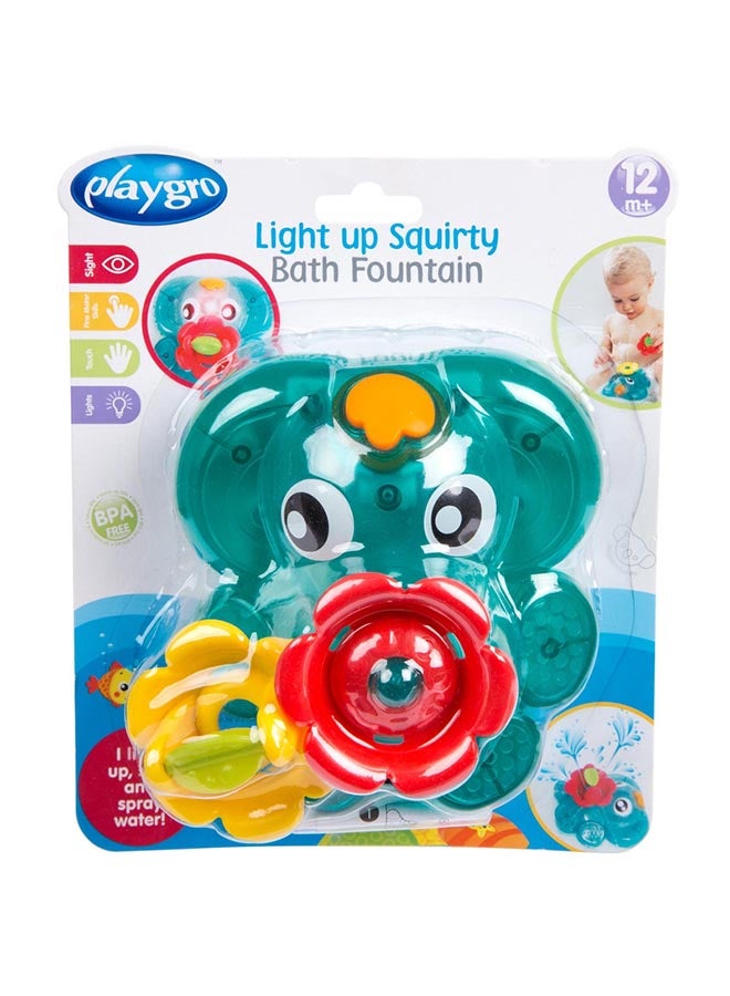 playgro Light up and Squirty Bath Fountain, Interactive Elephant Bath Toy with LED Light and Water Spray - Enhances Coordination, With Interchangeable Cups, For Infants and Toddlers, Multicolor  - Image 1