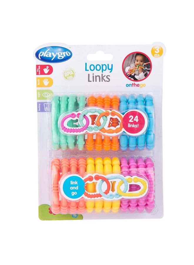 playgro Loopy Links New (BD) - Ring Chain for Sensory Fun, Attachable Links, From 3 Months, Unisex, Bright Mix  - Image 1