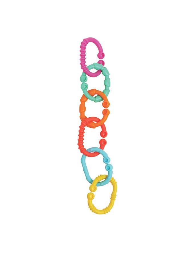playgro Loopy Links New (BD) - Ring Chain for Sensory Fun, Attachable Links, From 3 Months, Unisex, Bright Mix  - Image 2