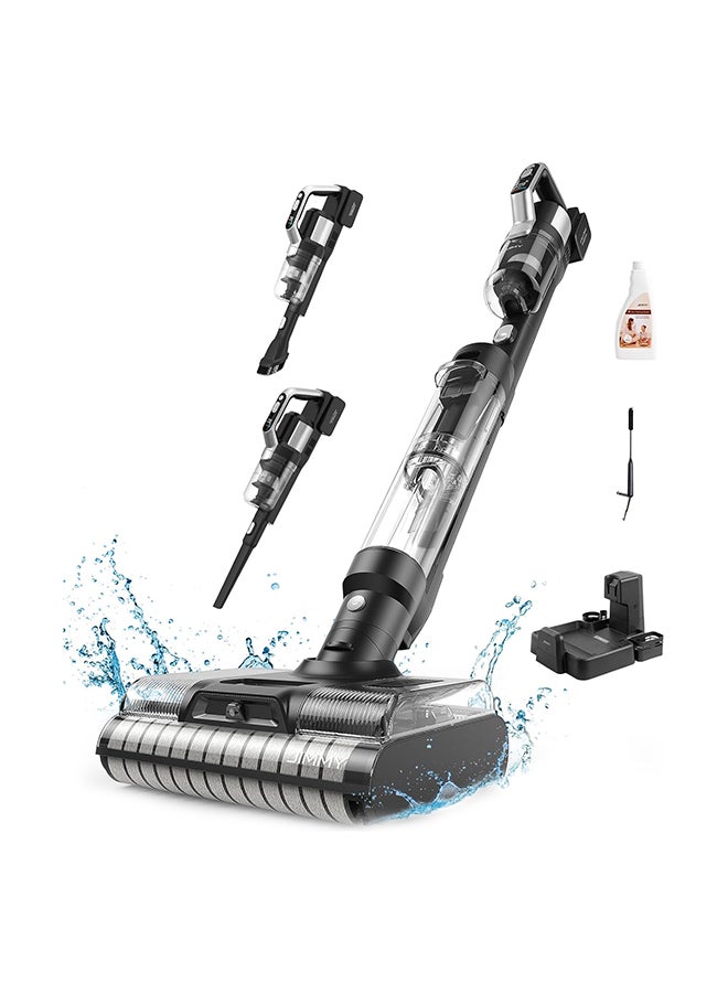 جيمي Wet And Dry Vacuum Cleaner, 400 W 20 kPa Suction Power, Wireless Vacuum Cleaner with Hot Air Drying, Dust Sensor, Self-Cleaning, Automatic and Manual Water Spraying, LED Screen 600 ml 400 W PW11 Black/Silver  - Image 1