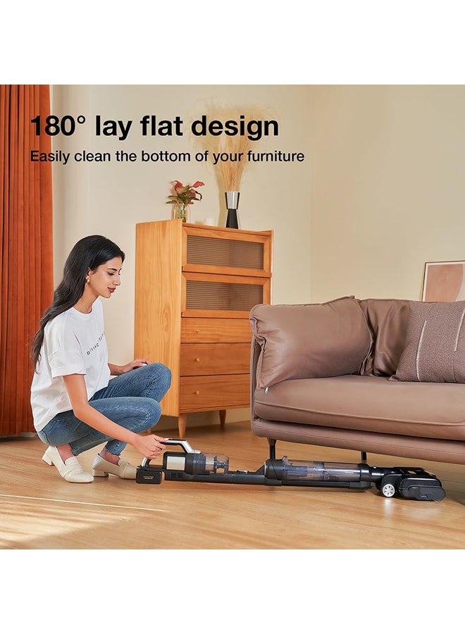 جيمي Wet And Dry Vacuum Cleaner, 400 W 20 kPa Suction Power, Wireless Vacuum Cleaner with Hot Air Drying, Dust Sensor, Self-Cleaning, Automatic and Manual Water Spraying, LED Screen 600 ml 400 W PW11 Black/Silver  - Image 5