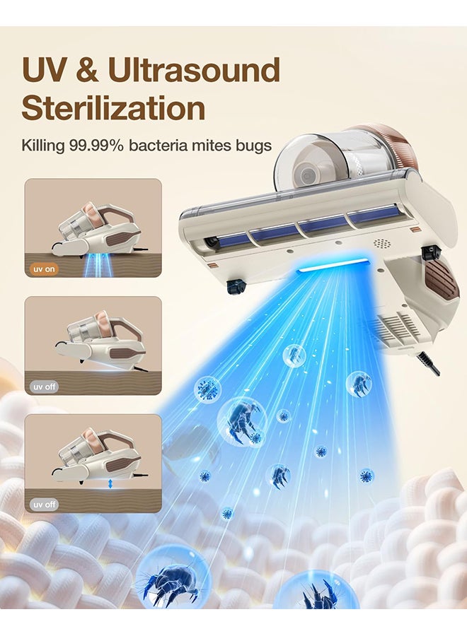 Jimmy Mattress Vacuum Cleaner, Bed Vacuum with UV & Ultrasound, High Heating, Smart Dust Sensor, 15Kpa Powerful Suction, Lightweight, Deep Clean Dust and Pet Hair in One Go 400 ml 600 W BX6 Lite Beige  - Image 2