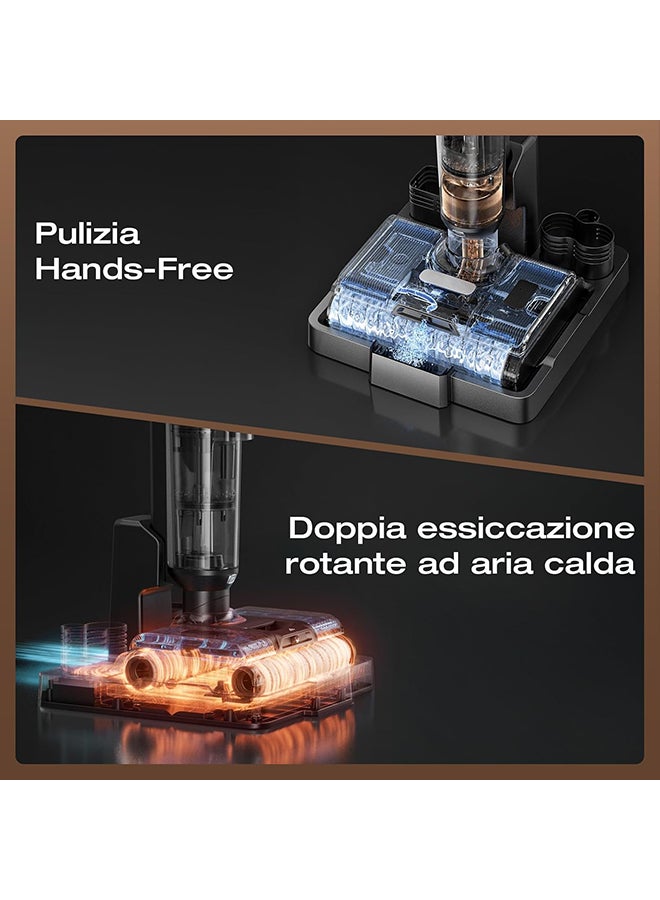 جيمي 5 in 1 Cordless Water & Dust Mop Vacuum Cleaner with Double Brush Roller, Hot Air Drying, Dust Sensor, Self-Cleaning, Carpet Brush+Metal Tube 600 ml 460 W PW11 Pro Max Black/Silver  - Image 3