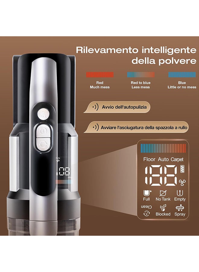 جيمي 5 in 1 Cordless Water & Dust Mop Vacuum Cleaner with Double Brush Roller, Hot Air Drying, Dust Sensor, Self-Cleaning, Carpet Brush+Metal Tube 600 ml 460 W PW11 Pro Max Black/Silver  - Image 5
