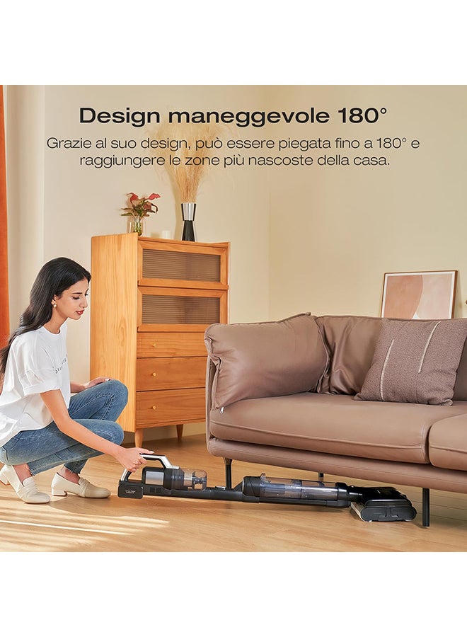 جيمي 5 in 1 Cordless Water & Dust Mop Vacuum Cleaner with Double Brush Roller, Hot Air Drying, Dust Sensor, Self-Cleaning, Carpet Brush+Metal Tube 600 ml 460 W PW11 Pro Max Black/Silver  - Image 4