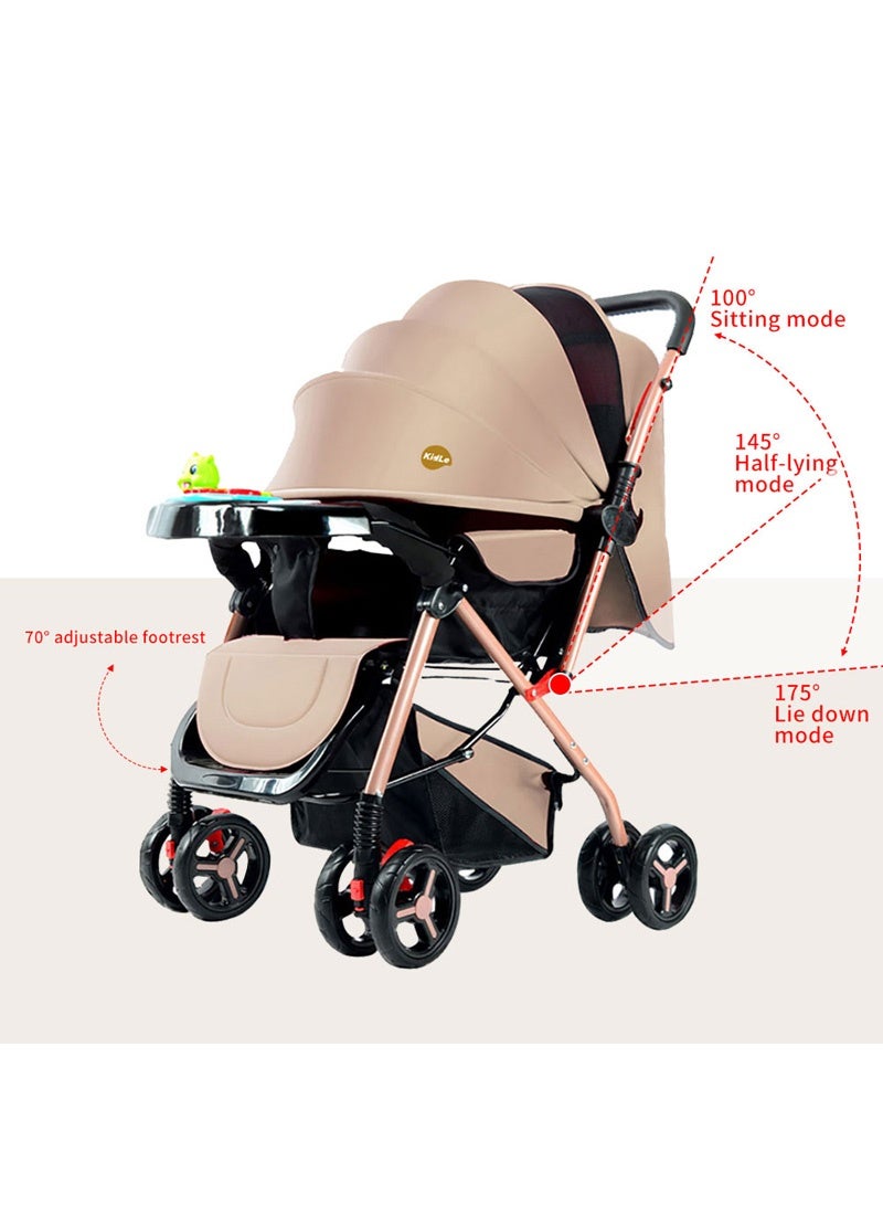 كيدل عربة أطفال مع مقابض قابلة للتعديل ودفع ثنائي الاتجاه، يمكن أن تجلس أو تستلقي، سلة نوم كبيرة جدًا، مع لوحة موسيقية قابلة للفصل - Image 4