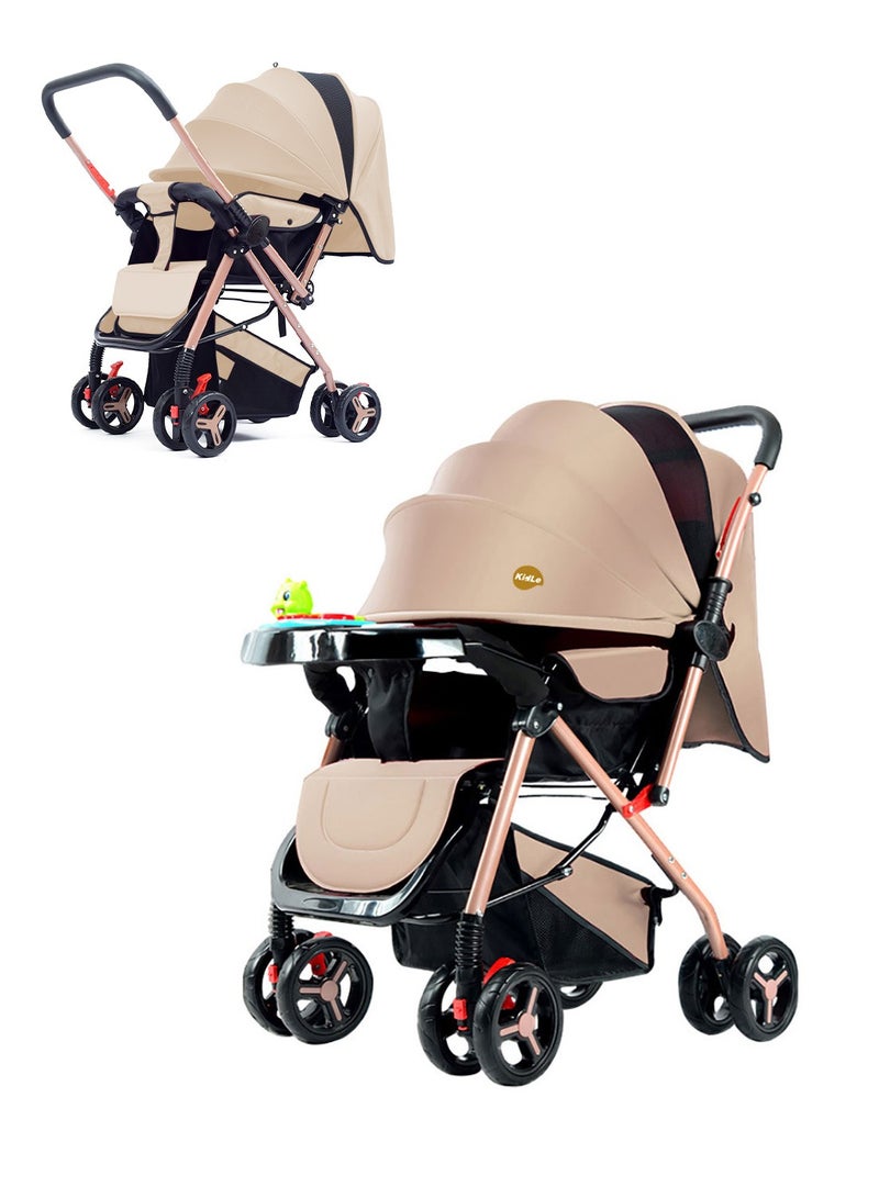 كيدل عربة أطفال مع مقابض قابلة للتعديل ودفع ثنائي الاتجاه، يمكن أن تجلس أو تستلقي، سلة نوم كبيرة جدًا، مع لوحة موسيقية قابلة للفصل - Image 1