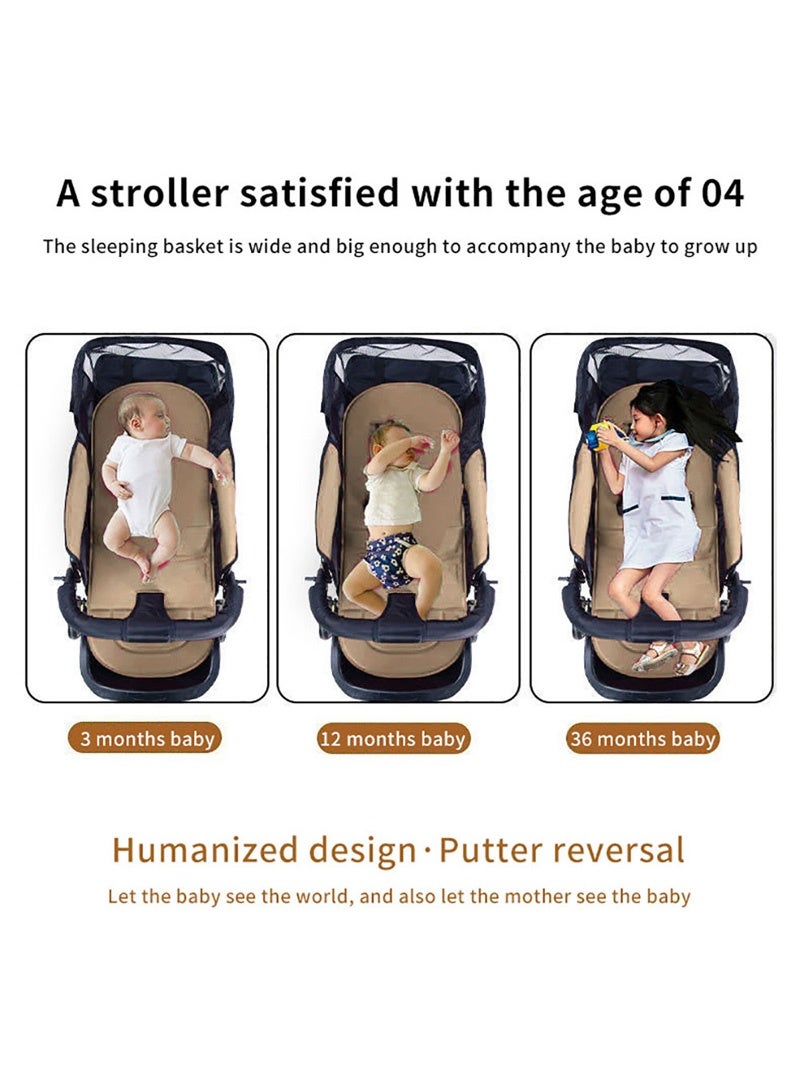 كيدل عربة أطفال مع مقابض قابلة للتعديل ودفع ثنائي الاتجاه، يمكن أن تجلس أو تستلقي، سلة نوم كبيرة جدًا، مع لوحة موسيقية قابلة للفصل - Image 2