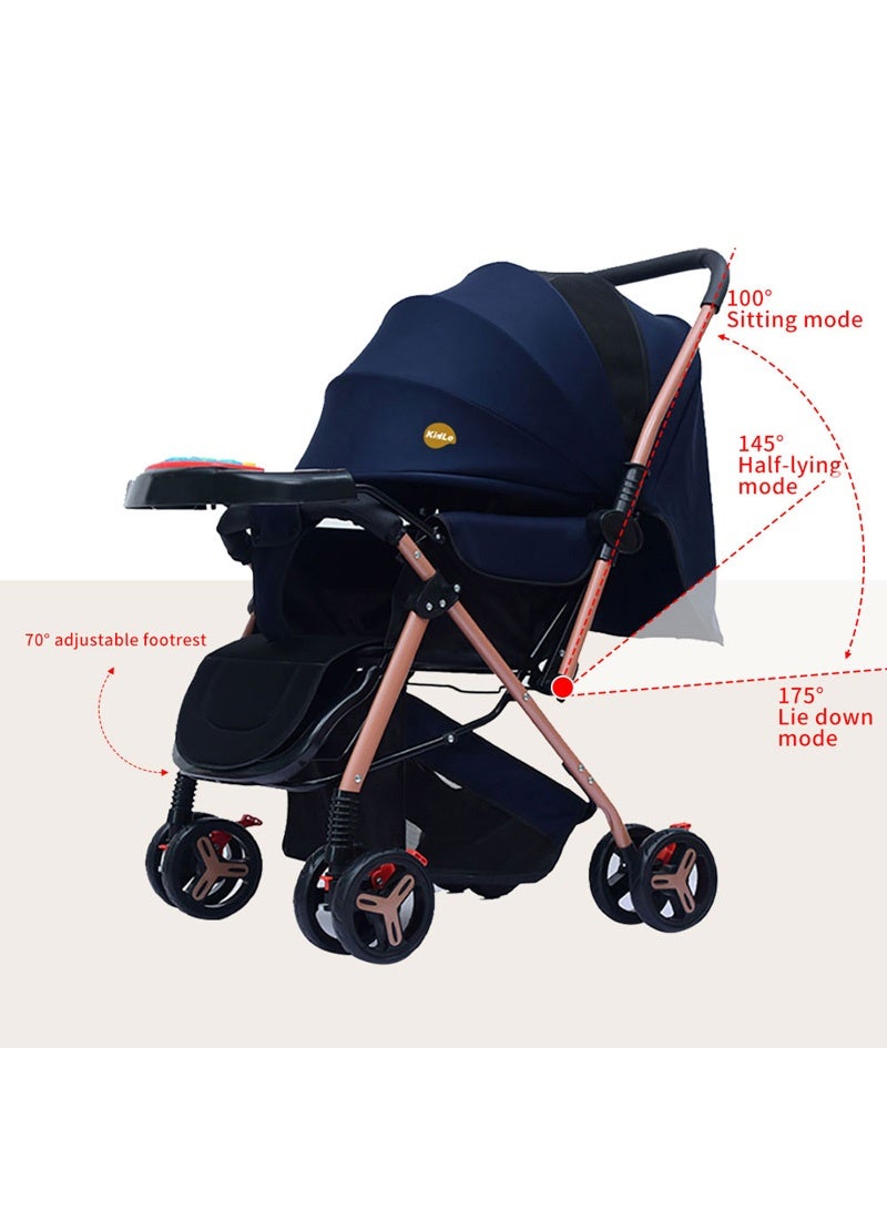 Kidle Baby stroller has adjustable handles with two-way push, can sit or lie down, extra large sleeping basket, with detachable music keyboard - Image 4