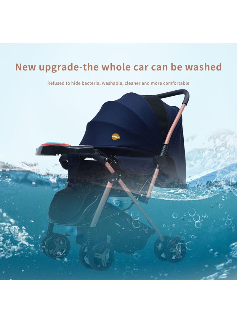 Kidle Baby stroller has adjustable handles with two-way push, can sit or lie down, extra large sleeping basket, with detachable music keyboard - Image 2