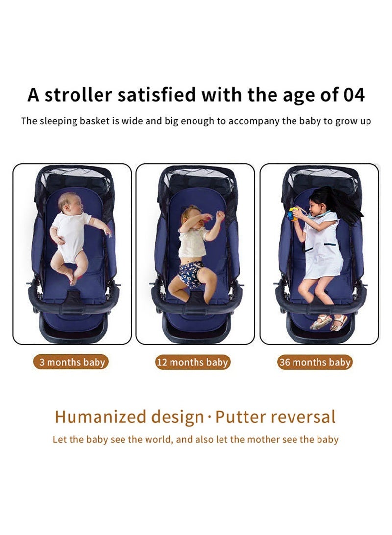 Kidle Baby stroller has adjustable handles with two-way push, can sit or lie down, extra large sleeping basket, with detachable music keyboard - Image 3