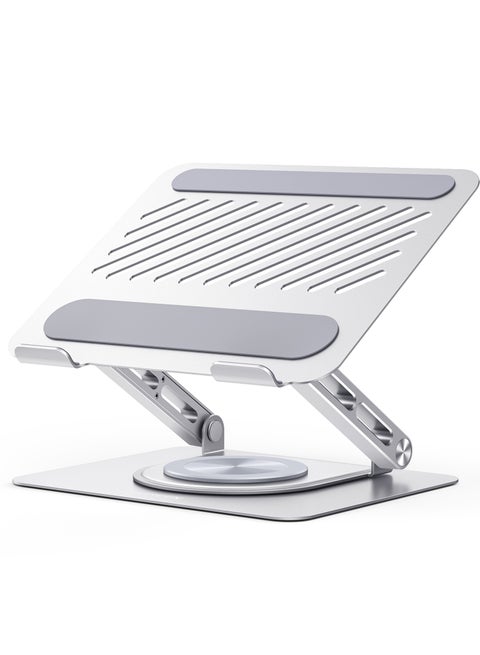 Laptop Stand for Desk, Adjustable Computer Stand with 360° Rotating Base, Ergonomic Laptop Riser for Collaborative Work, Foldable & Portable Laptop Stand, fits for All 13-17.3" Laptops Silver