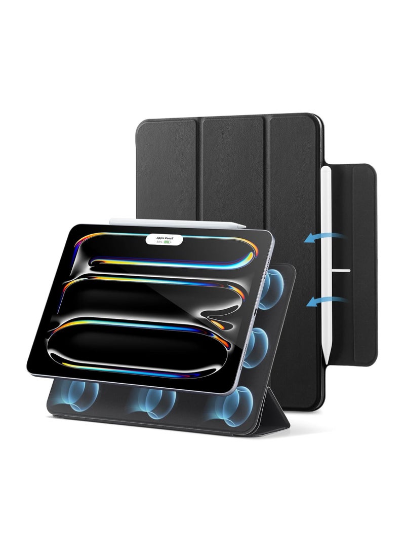 ESR for iPad Pro 11 Inch Case 2024 5th Gen(M4), Powerful Magnetic Attachment, Slim Trifold Stand Case, Supports Pencil Pro and Pencil(USB-C), Tough Protection, Auto Sleep/Wake, Rebound Series black - Image 1