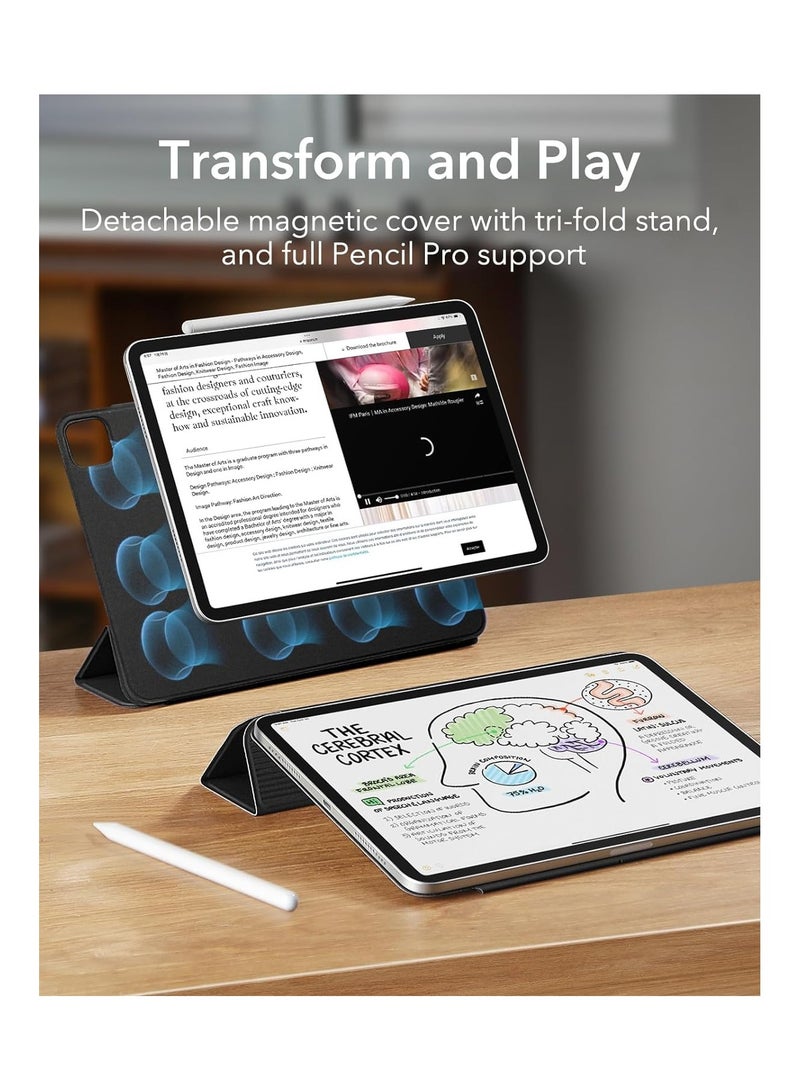 ESR for iPad Pro 11 Inch Case 2024 5th Gen(M4), Powerful Magnetic Attachment, Slim Trifold Stand Case, Supports Pencil Pro and Pencil(USB-C), Tough Protection, Auto Sleep/Wake, Rebound Series black - Image 3