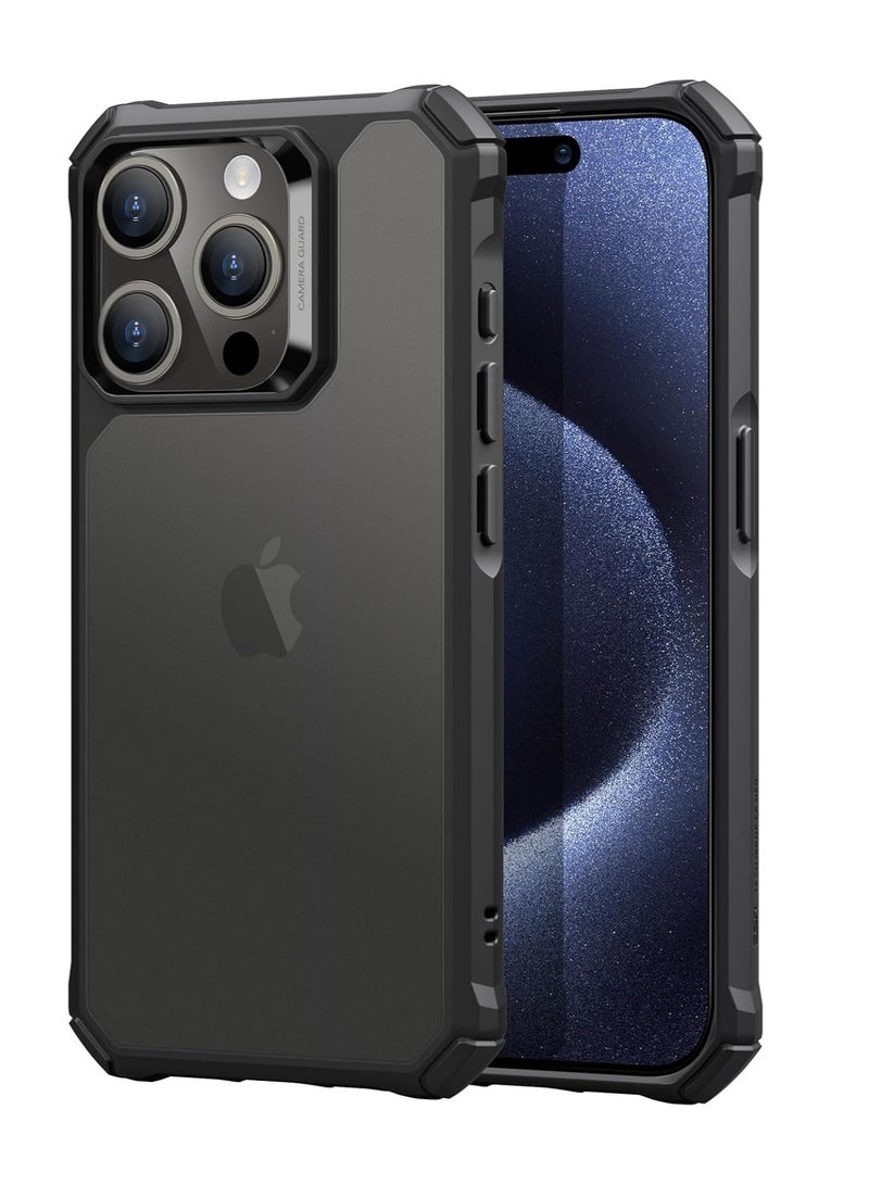 ESR Air Armor Case for iPhone 15 Pro Max – Heavy-Duty Shockproof Protection with Reinforced Corners, Anti-Yellow Acrylic Back Frosted Black - Image 1